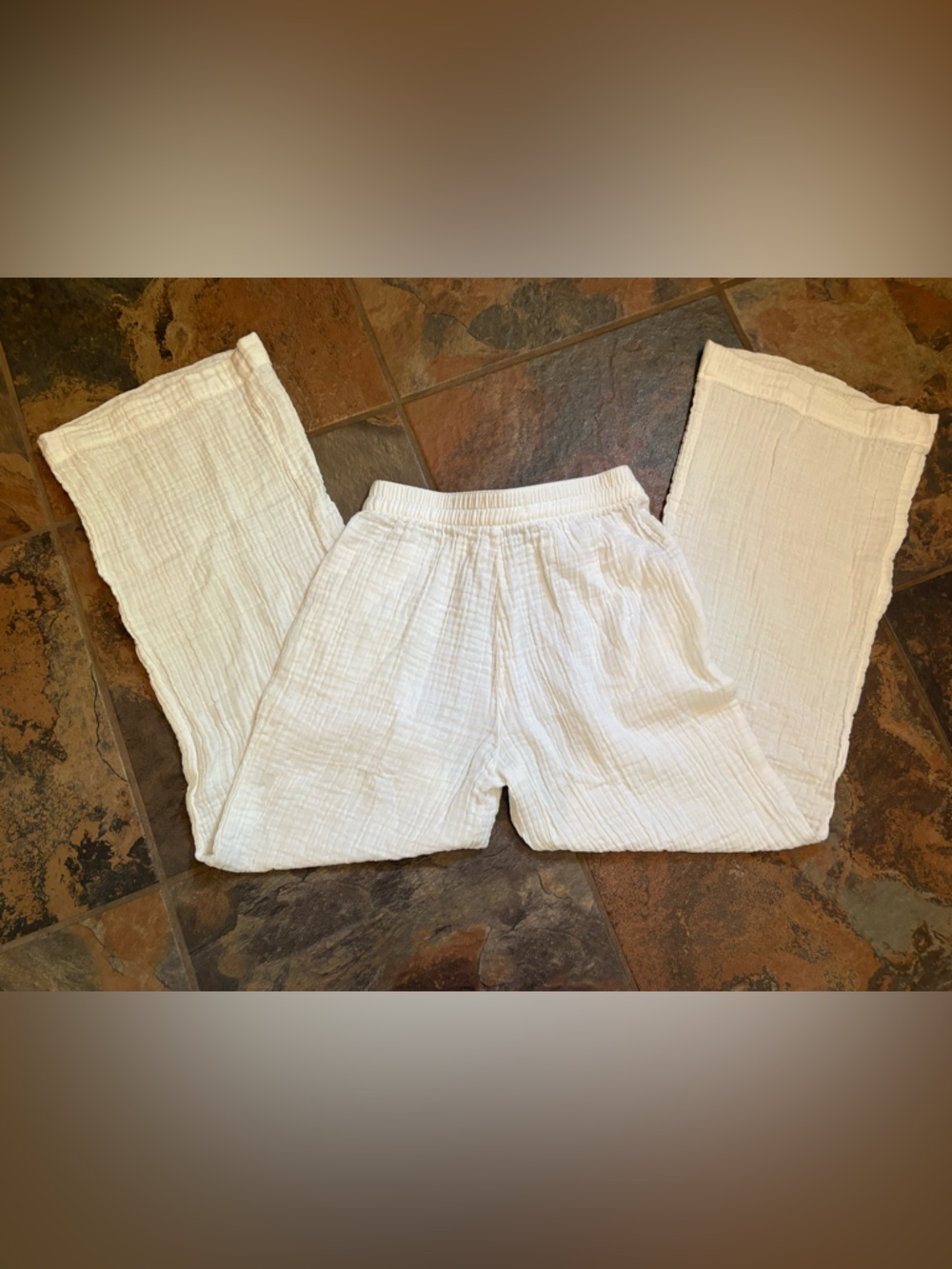White Gauze Cotton Lounge Pants - Picture 4 of 5